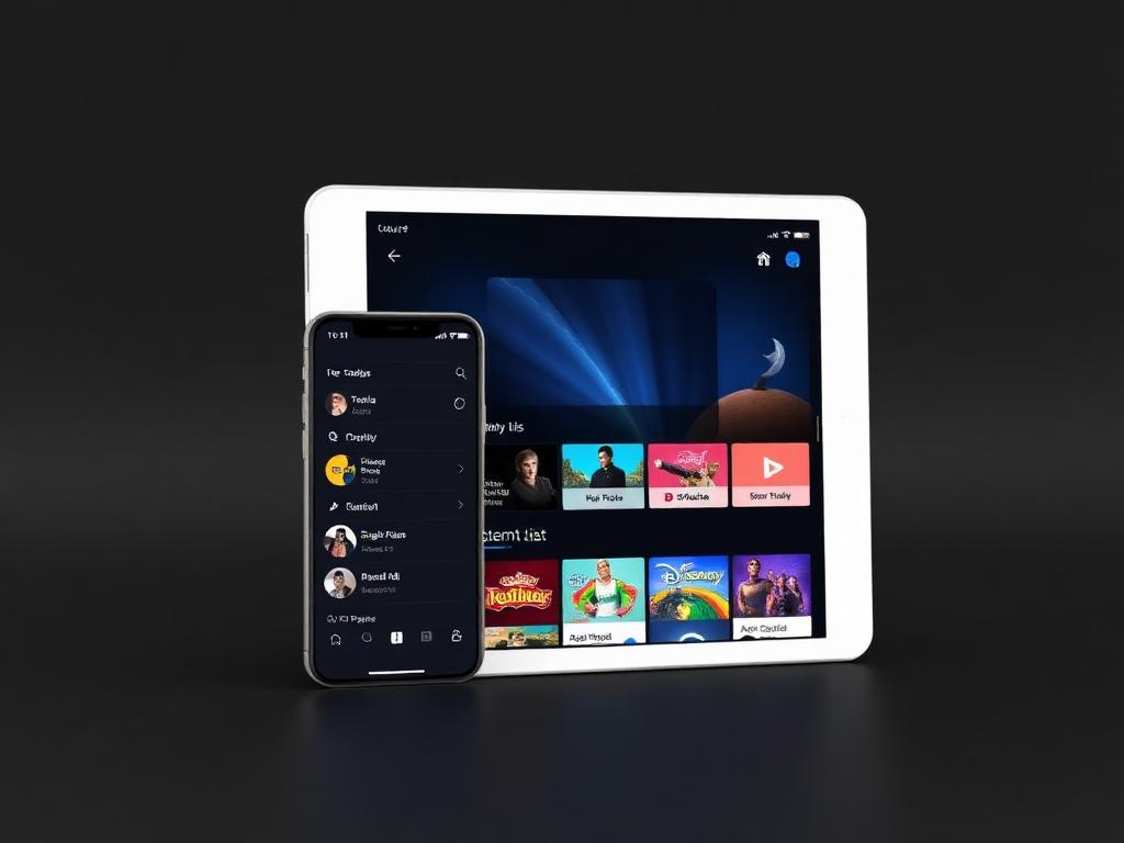 Mobile IPTV player app running on smartphone and tablet