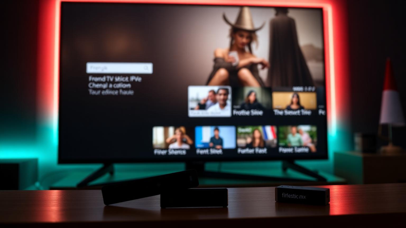 Fire TV Stick 4K Max branché sur TV affichant une interface IPTV française