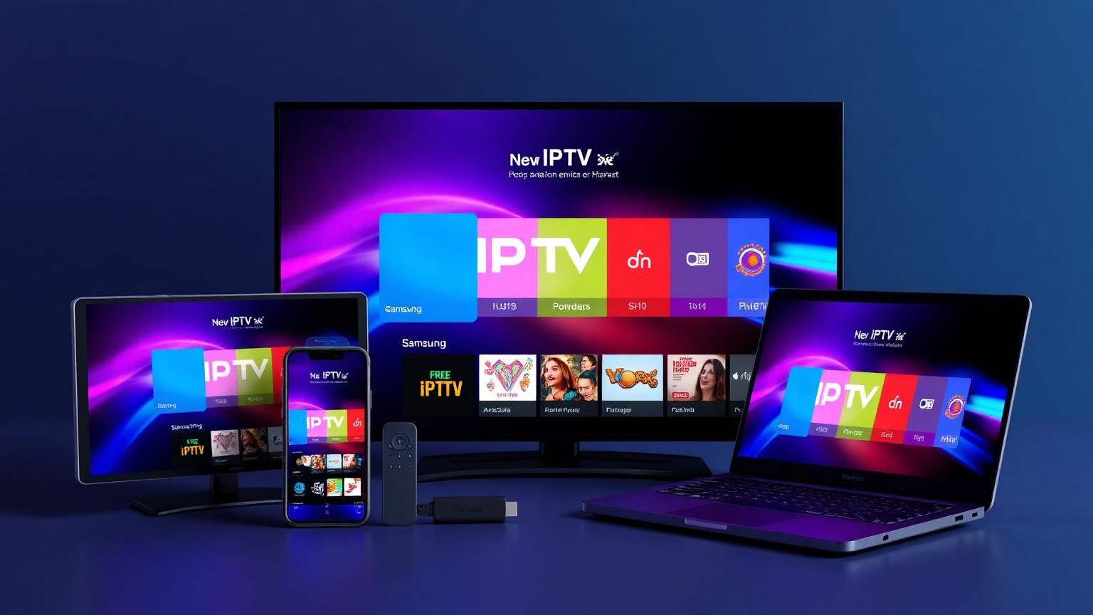 Samsung TV, iPhone, Android, Fire Stick et PC avec applications IPTV