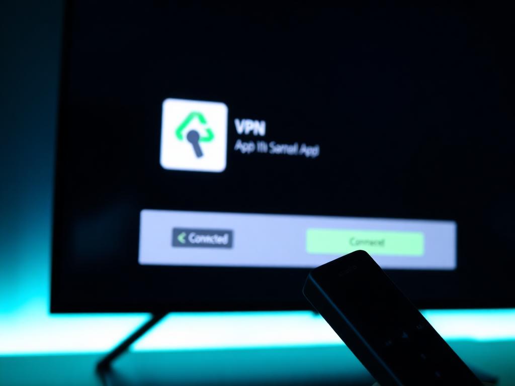 Application VPN sur Fire TV Stick affichant un indicateur de connexion sécurisée