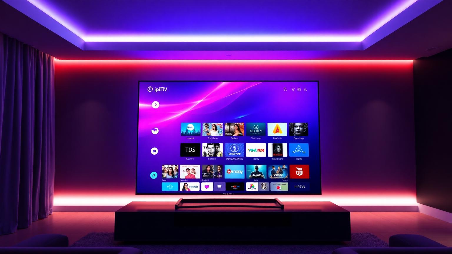 Modern Smart TV displaying an IPTV streaming interface — what is IPTV