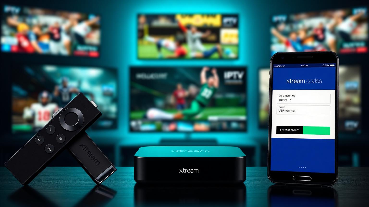Xtream Codes IPTV setup across Firestick, Android TV box and smartphone with Smarters login screen