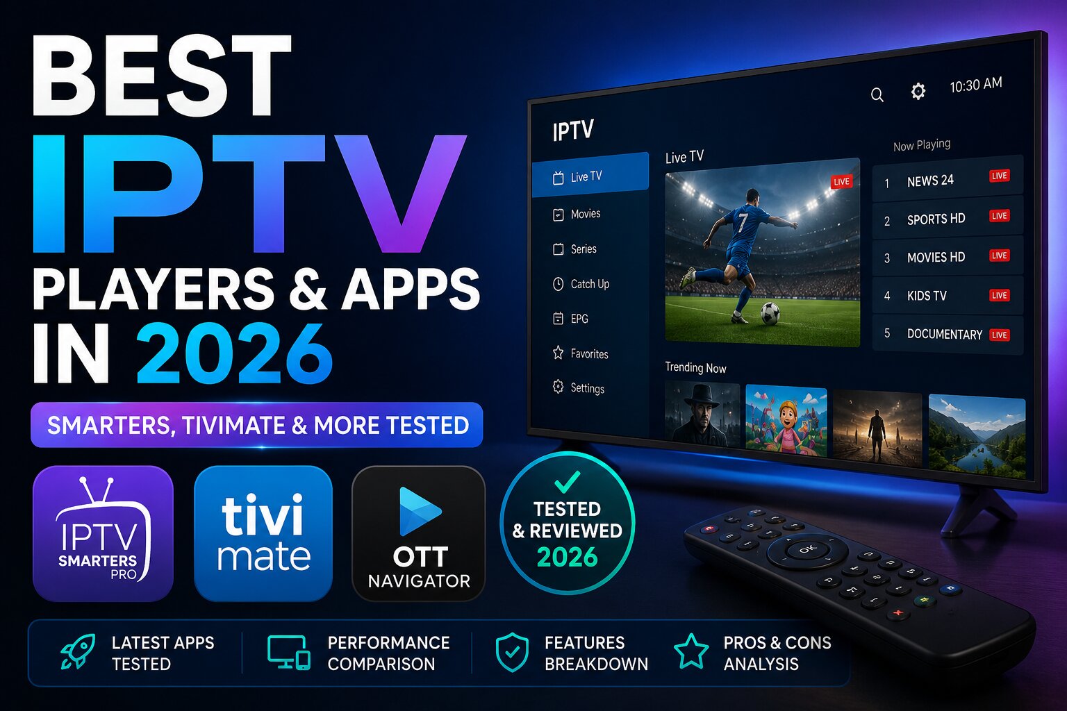 Best IPTV app players in 2026 — Smarters Pro, TiviMate, and OTT Navigator tested on Smart TV