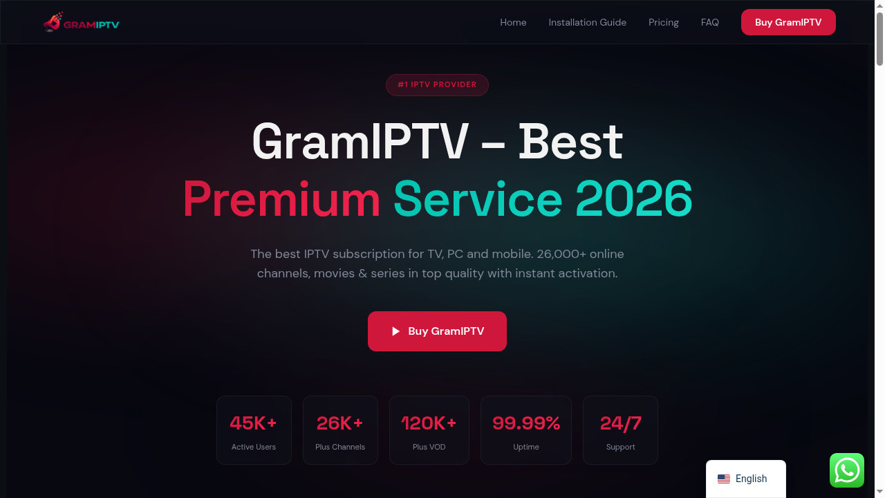 Gram IPTV website homepage screenshot